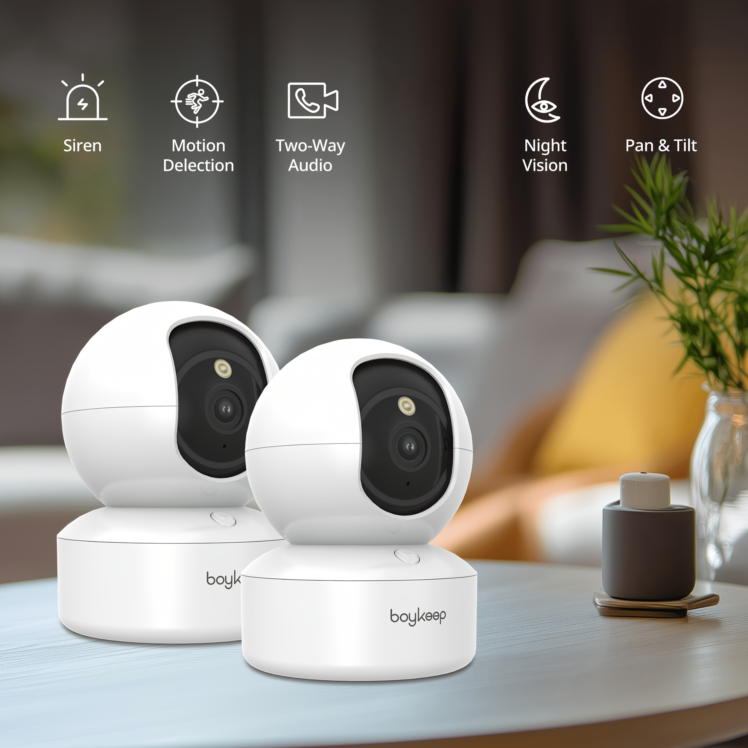TEMU 2pcs Boykeep 5g/2.4ghz Wifi Smart Camera, High-definition Indoor , Special Safety Camera For Pets, 360° Panoramic Surveillance Video, Night
