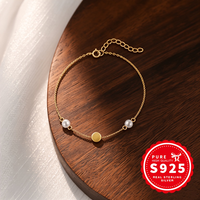 Women's S925 Silver Round Bead and Disc Bracelet