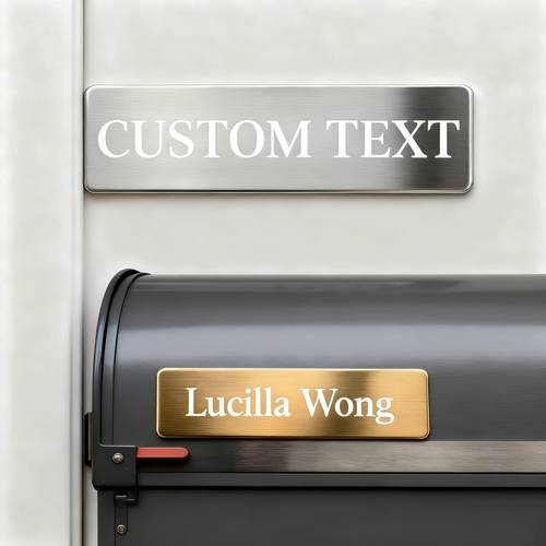 Stainless Steel Mailbox Sign - Personalized Engraved Nameplate, Outdoor Decorative Mailbox Additions, Durable Metal Label