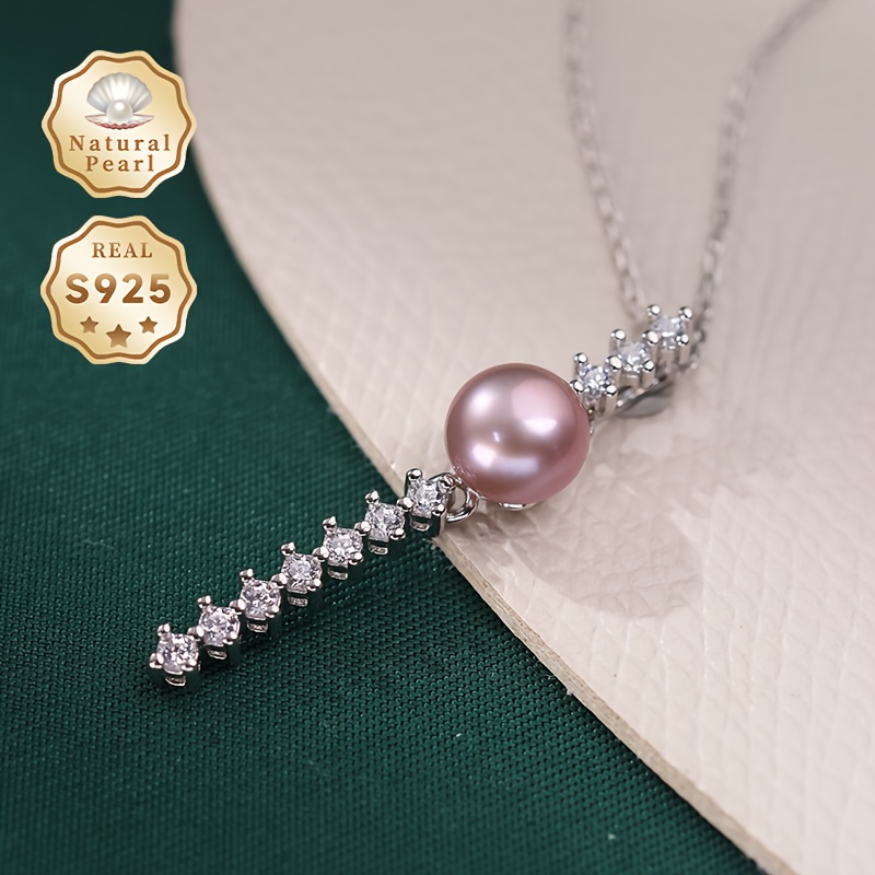 Women's Freshwater Pearls Necklace with 925 Silver, Simple Design