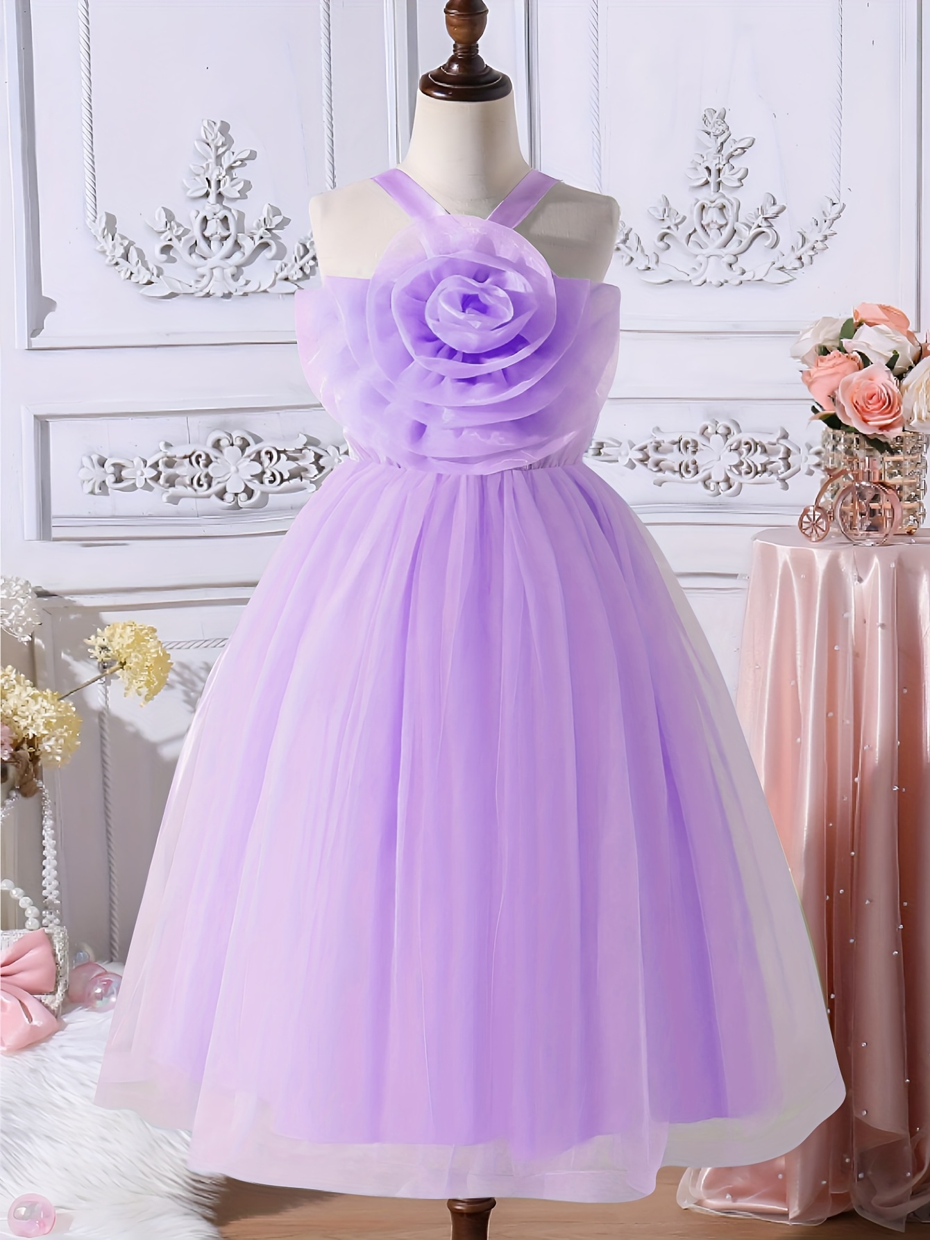 green emerald velvet dress Beautiful Light Purple Tulle Long Party Gown, A-line V-neckline Prom D   Cutedressy