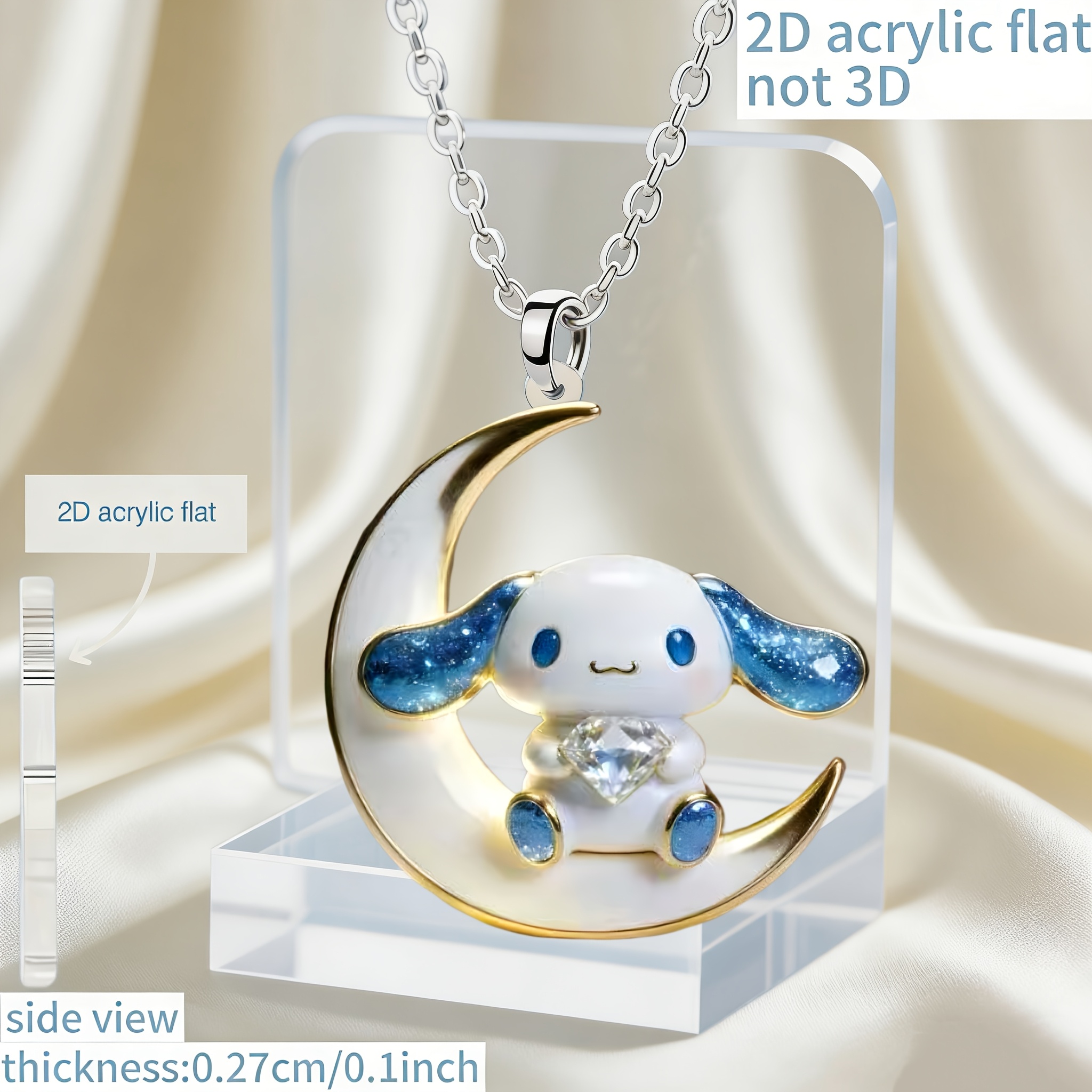 Cinnamon Dog Pattern Acrylic Pendant Necklace, Gift Idea