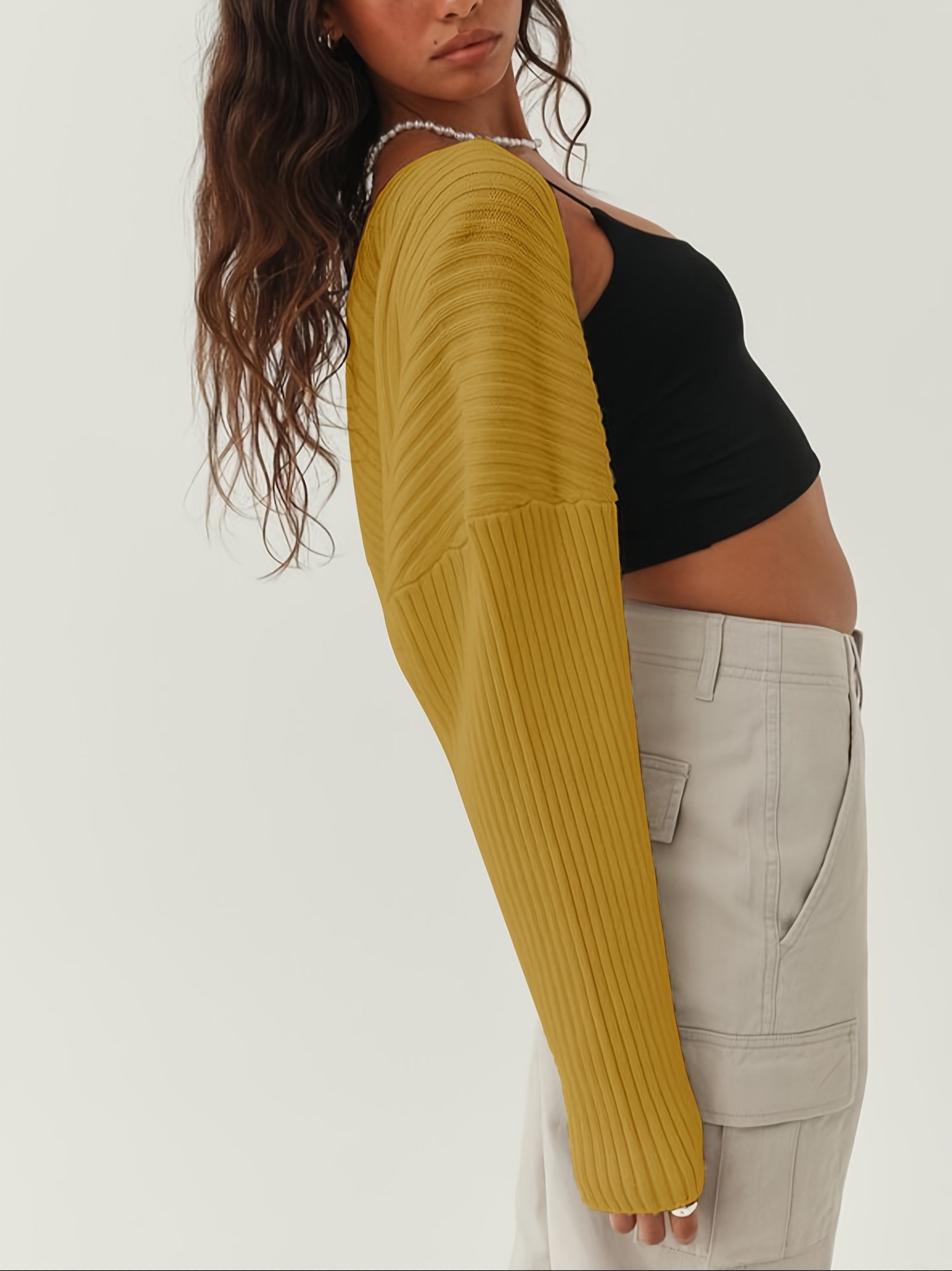 GRACE KARIN Boléro Tricot Femme Manches Longues Ouvert Devant - Tricot Creux Léger