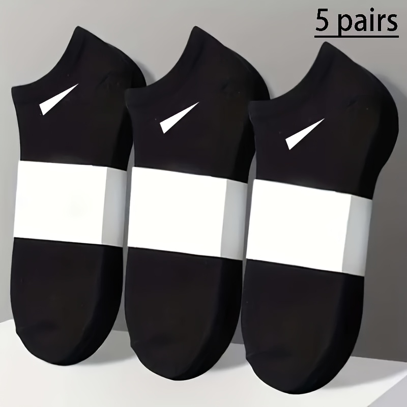 TEMU 5 Pairs/random Color Men's Breathable Socks - And Spandex Blend, Lightweight Knit, Simple Solid , Durable And Stretchy, Wear, Comfortable And