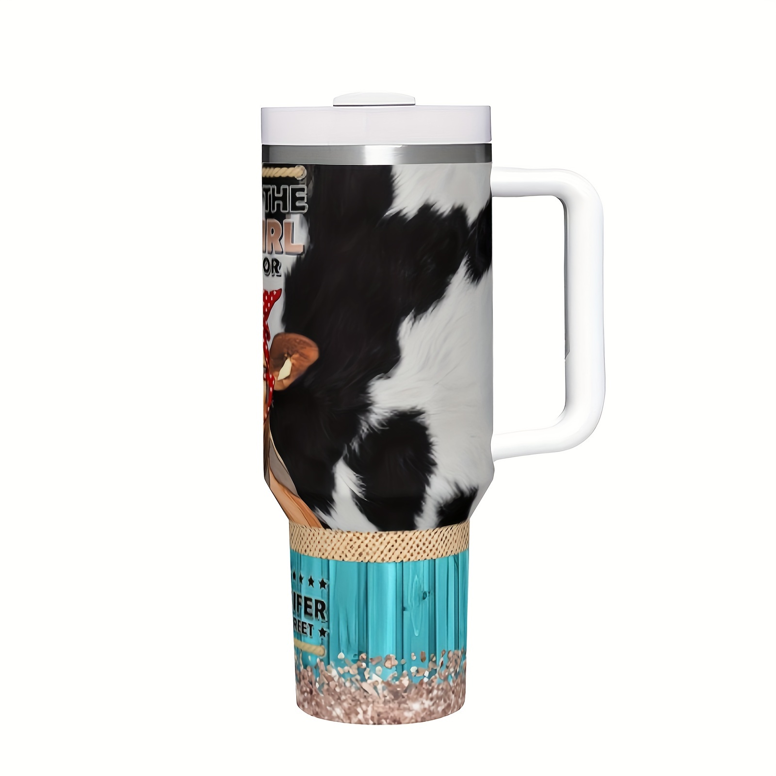 

40oz Insulated Stainless Steel Travel Mug With Handle, Lid & Straw - Reusable Hand Wash Only Tumbler, Perfect Gift For Animal Lovers