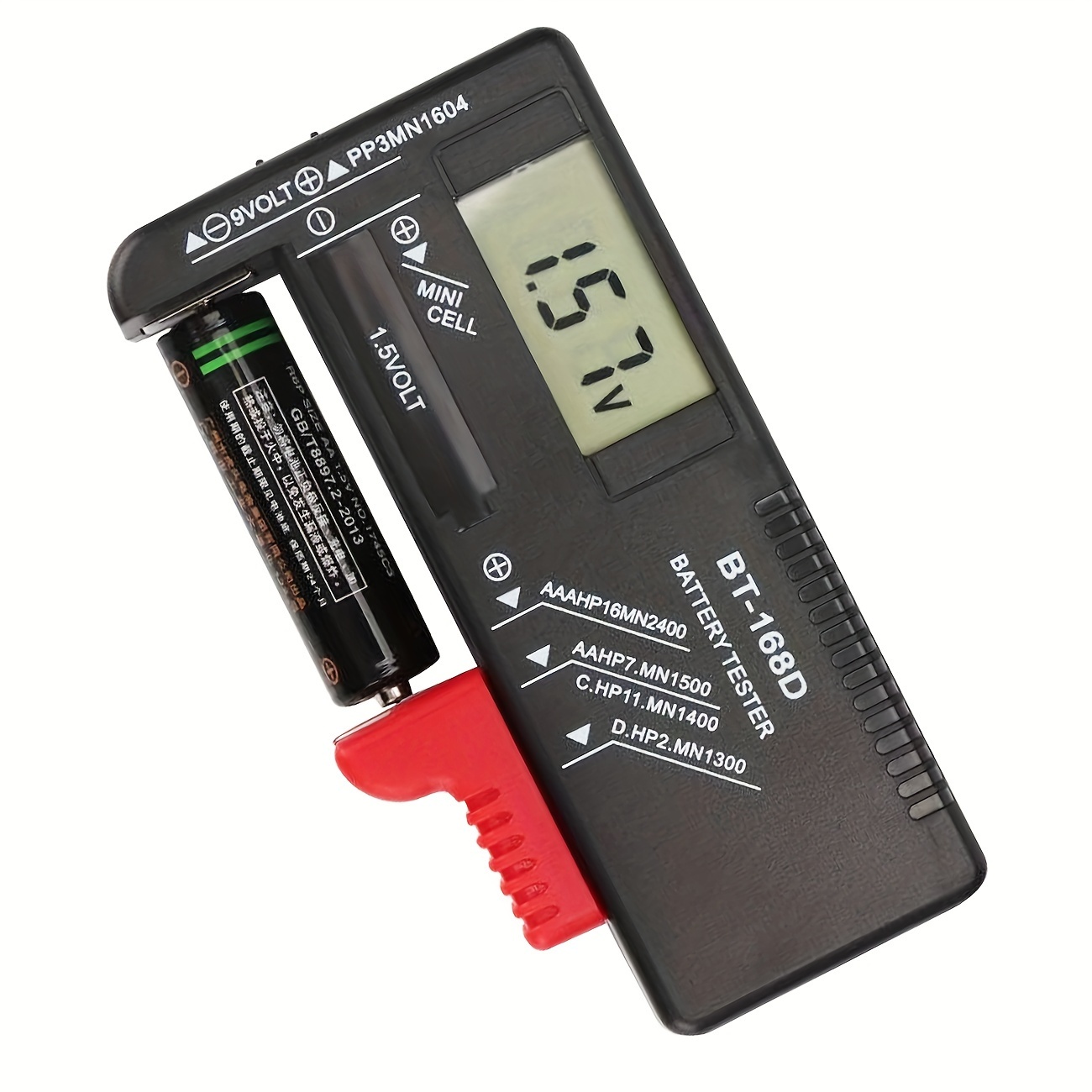 digital lcd battery tester with lcd display self operation no external batteries compatible for aaa aa c d 9v 1 5v 3 7v batteries portable volt meter for smartphones controls flashlights