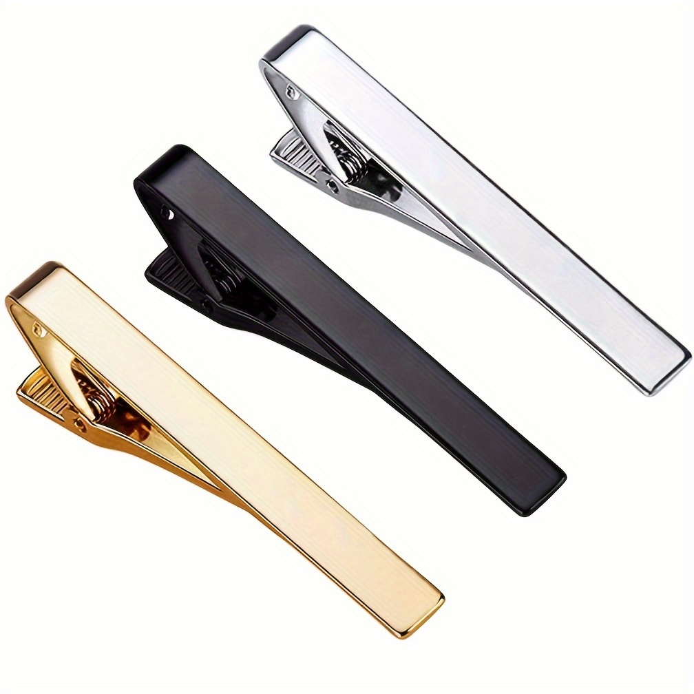 Tie Clip Set Men's Tie Bar | Formal Business Necktie Bar Pinch Tie Clip In Golden/silvery/black/navy | Best Gifts For…: retailer-supplied image