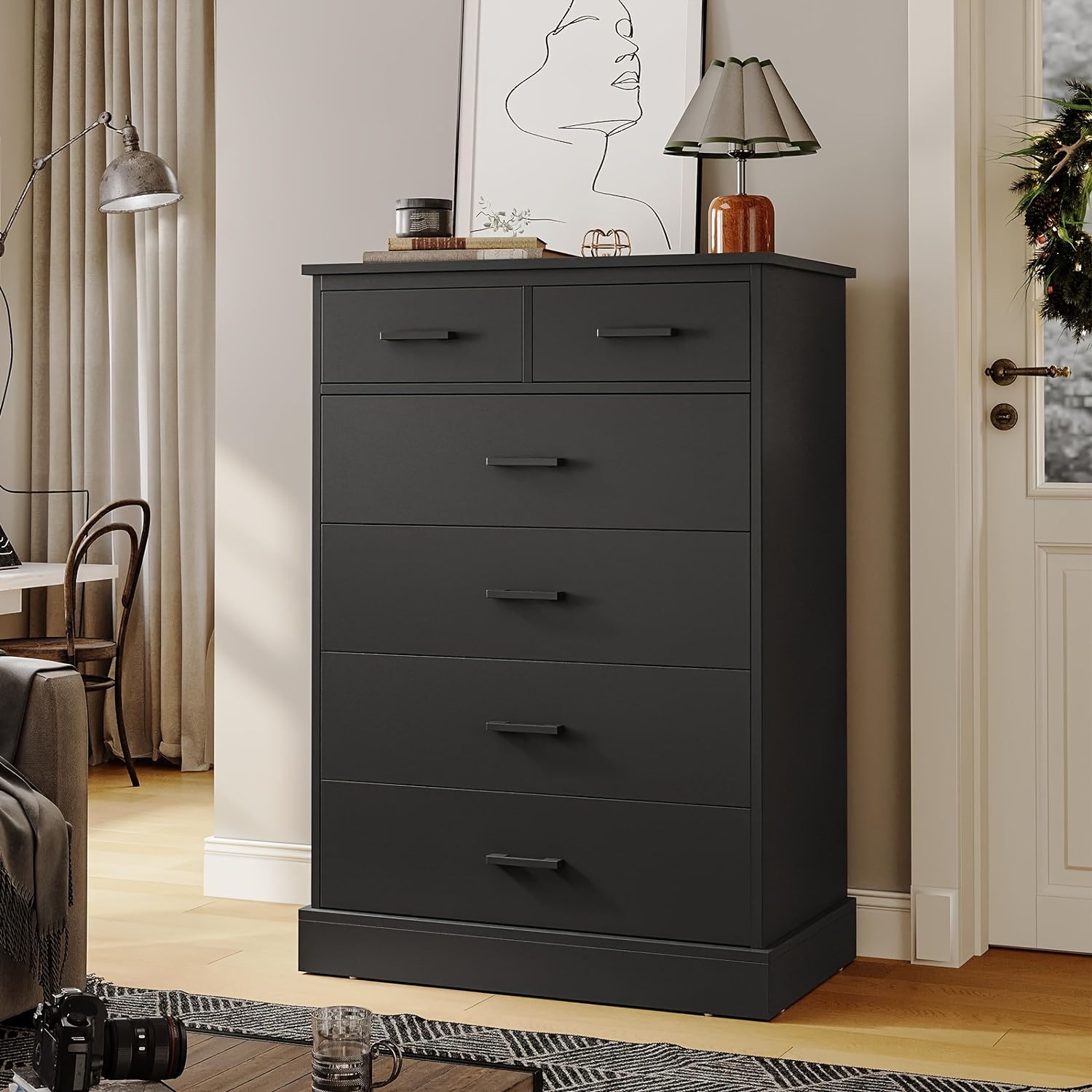 6 Drawers Dresser For Bedroom, Tall Chest Of 6 Drawers Storage Cabinet For  Living Room Hallway Entryway *