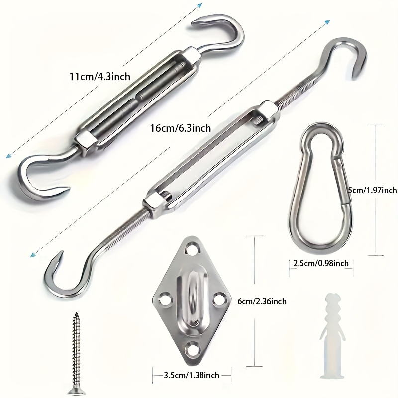 44pcs Sun Shade Sail Hardware, 304 Stainless Steel Material, Heavy Duty Sun Shade Sail Stainless Steel Hardware Kit, Suitable for Courtyard Garden Awning Hanging Installation