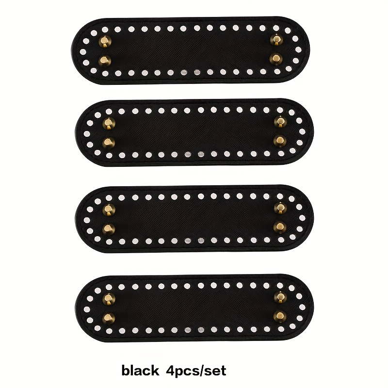 TEMU 4pcs Diy Handmade Pu Leather & Knitted Bag Bottom Plates - Compatible For Tote Bags, Handbags, Luggage Base Accessories, Pu Sole For Shoe/shoe