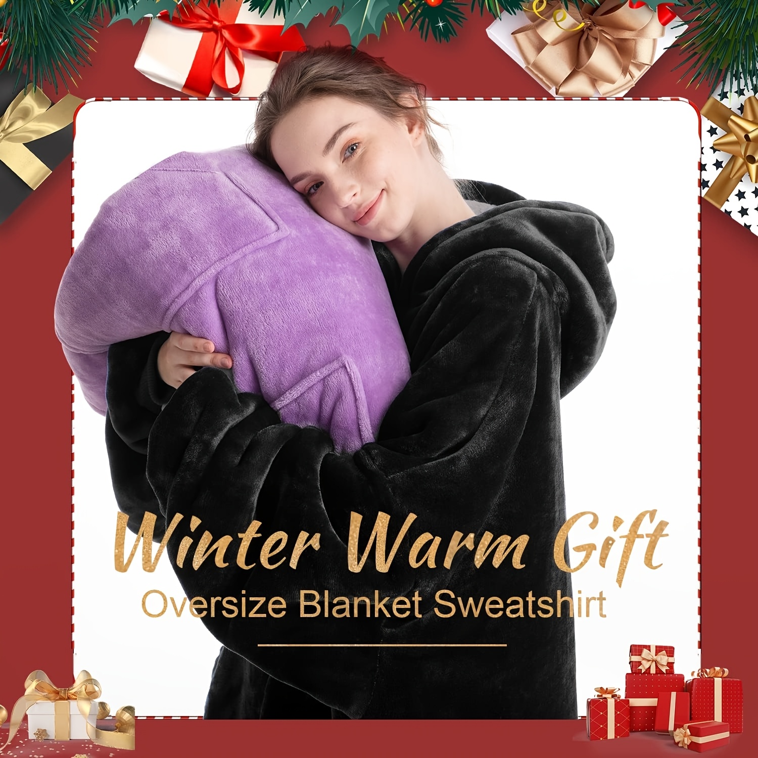 

Sasttie Oversized Fleece Blanket - Unisex Hooded Sweatshirt Blanket For Adults & , & Blanket For , Christmas, Halloween & New , Universal Fit, & , No Battery Required - Mixed