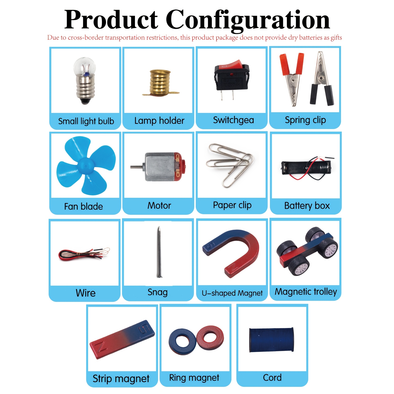 stem circuit with led bulbs battery box lamp holder switch educational science experiment set for teachers international science education organization english instructions science international science education materials stem project bo Product details 5