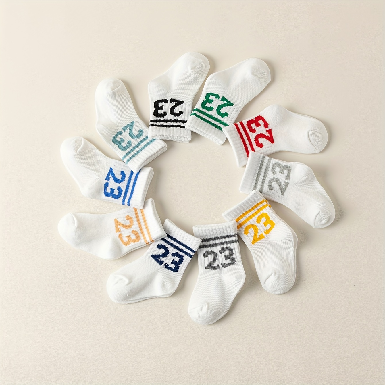 Image of 10-pack ' Soft Comfortable - Socks - Numbered Toes (10-toe System) For & Kids, Machine Washable, Dressing For, & Casual Attire - Pack For Caregivers & Parents (cost
