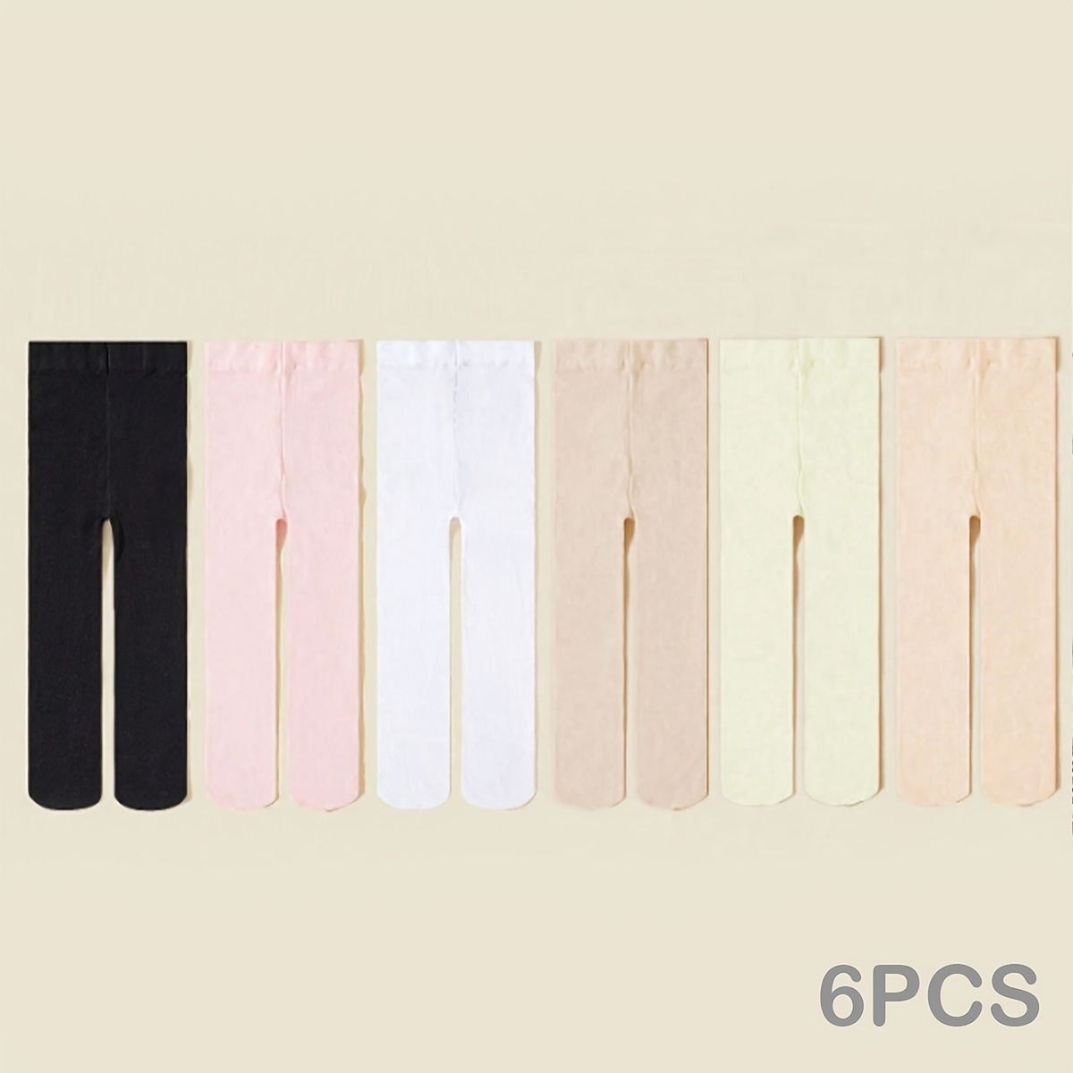 6pcs Girls' Breathable Solid Color Dance Tights