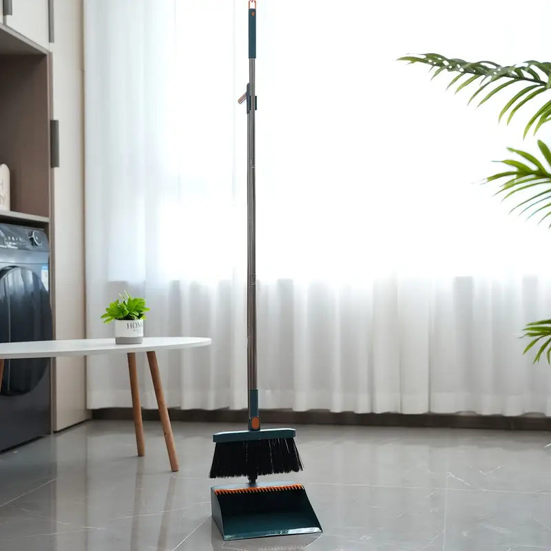 1 set 2pcs household long handle broom and dustpan set upright foldable rotatable broom set with comb teeth great for household cleaning cleaning office kitchen wood floor pet hair indoor cleaning supplies cleaning tools home decor Product details 1
