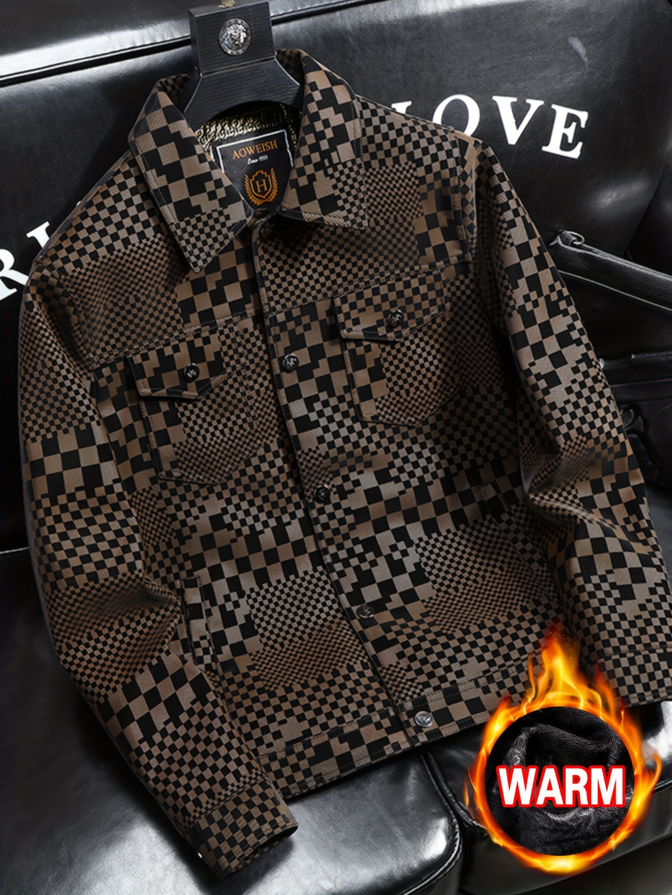 Men's Checkered Jacket with Lapel - Image 5