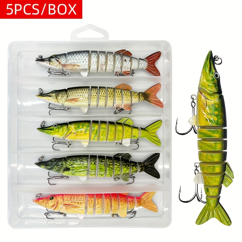 

5pcs 9 Lifelike Multi Jointed Swimbait Pike Trout Slow Sinking Hard Lures Fishing Tackle Kit