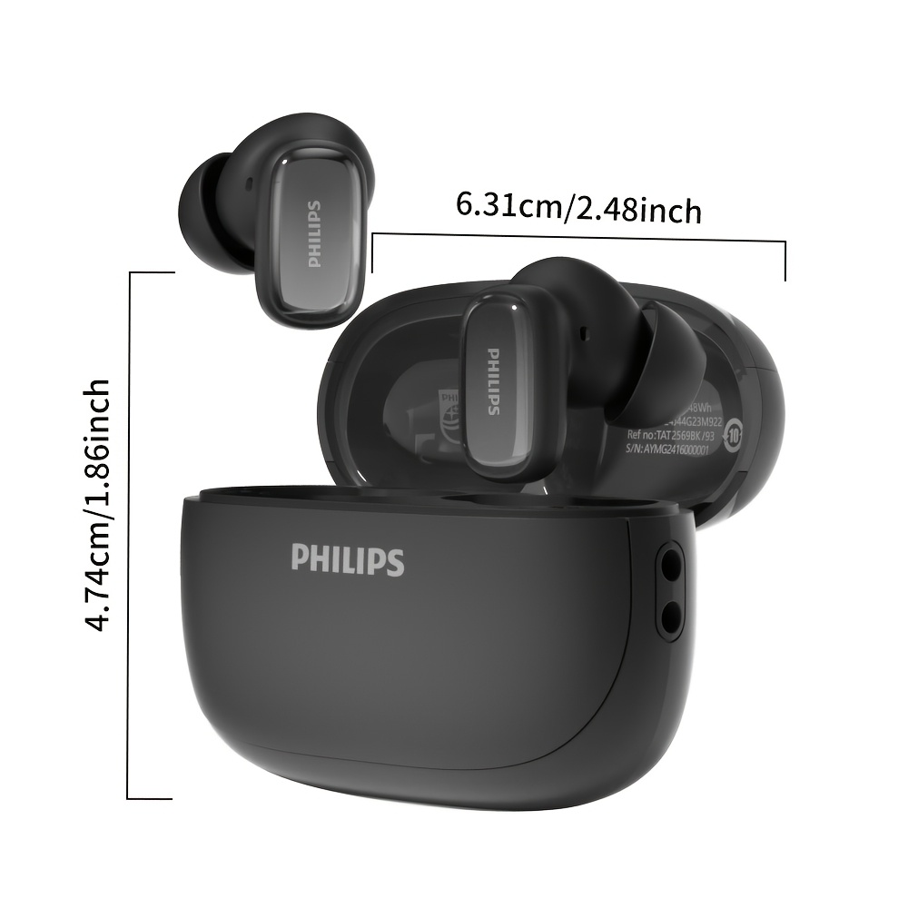 New Philips BT5.4 In-Ear Earphones with Wireless Charging Case, 24Hour Playtime/Game Modes/Built-in Mic/Touch Control for Gaming, Running, Cycling TAT2569 2 New Philips BT5.4 In-Ear Earphones with Wireless Charging Case, 24Hour Playtime/Game Modes/Built-in Mic/Touch Control for Gaming, Running, Cycling TAT2569 - Image 2