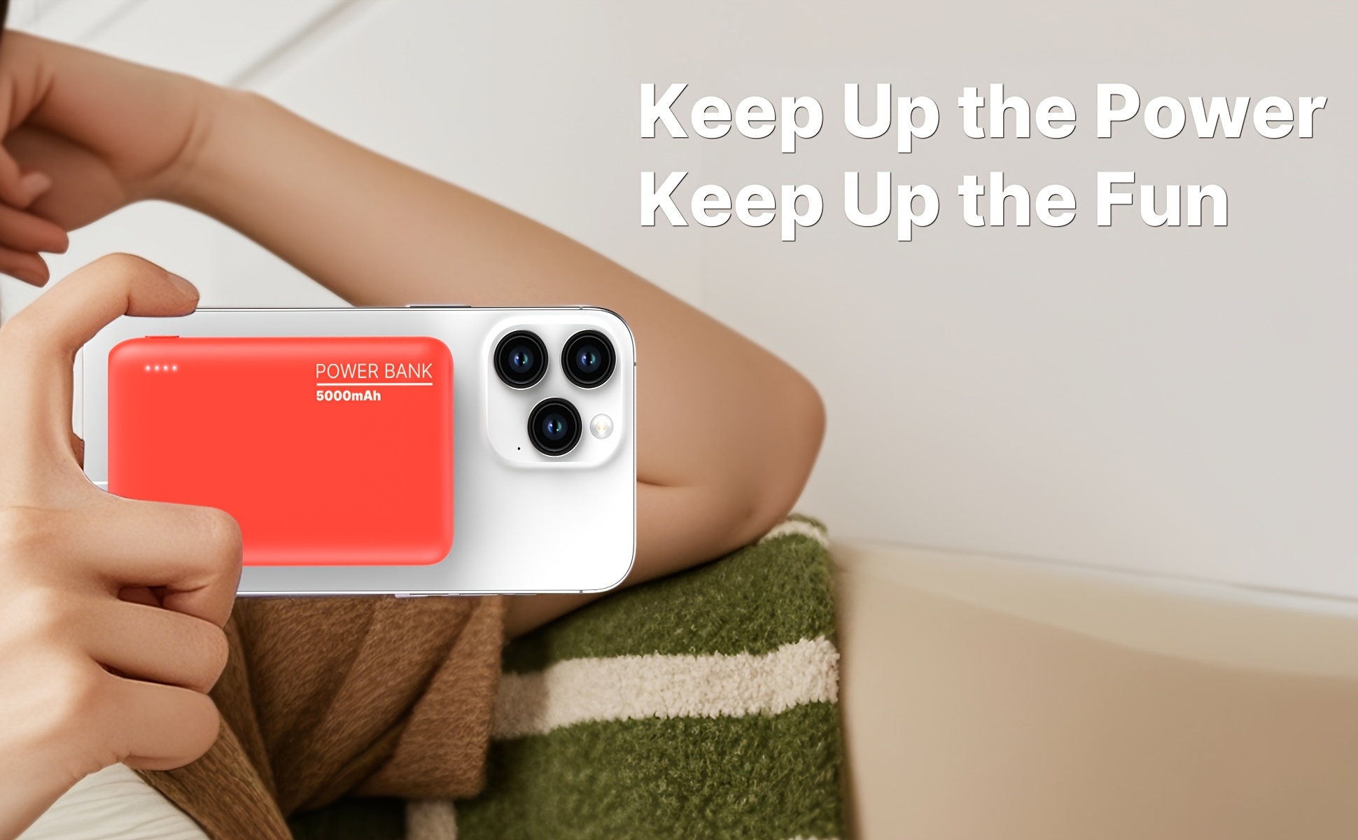 Batterie Externe Ultra-Mince 5000mAh, Chargeur Portable avec Double Sorties USB & Câble Type-C, Sauvegarde de Charge 5V2A pour iPhone et Téléphones for Samsung Android, Urgence Voyage en Plein Air, Cadeaux de Vacances (Léger & Compact)