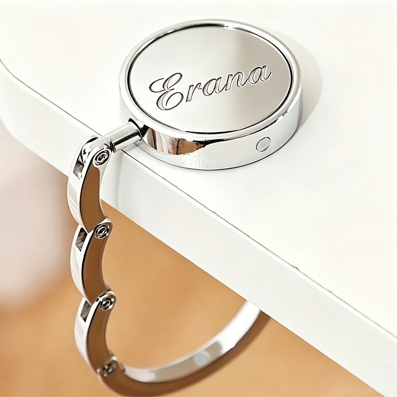 TEMU Personalized Engraved Wallet & Handbag Hook - Custom Name/initials/table Number, Foldable Suitable For Women's Bag Organizer, Table Hook For