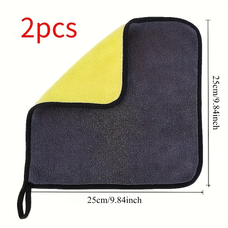 2pcs Super Absorbent Double-sided Cleaning Cloths - High Strength Quick-dry Towels, And Non-scratching, Suitable For Car, Glass, Home, Kitchen, Bathroom - Reusable Microfiber Cloths ()