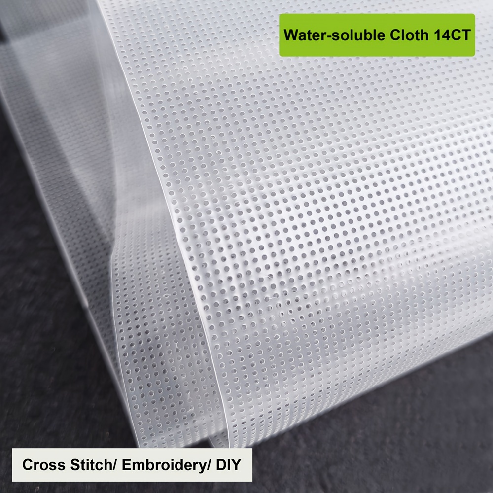 

1pc Transparent Water-soluble Fabric Sheet, 14ct Magic Embroidery Film For Diy Stitch, Patches, And Clothing Repair, Dotted Pattern, 20x22cm Or 100x22cm