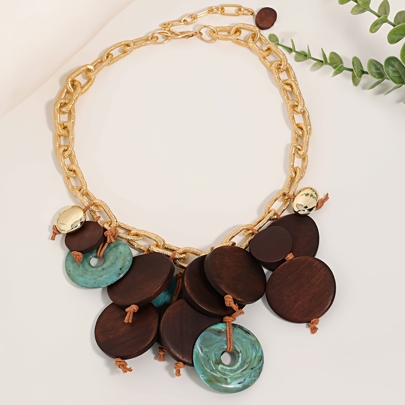 TEMU 1 collar con cadena y colgante con hebilla de moda bohemio