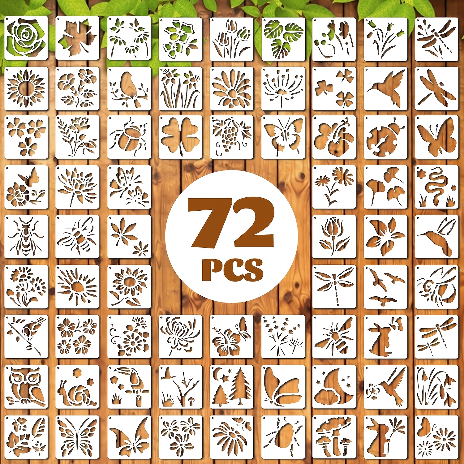 72pcs reusable stencil templates flower dragonfly stencos with numbered templates for crafts   wood signs compatible for walls classroom projects   crafts