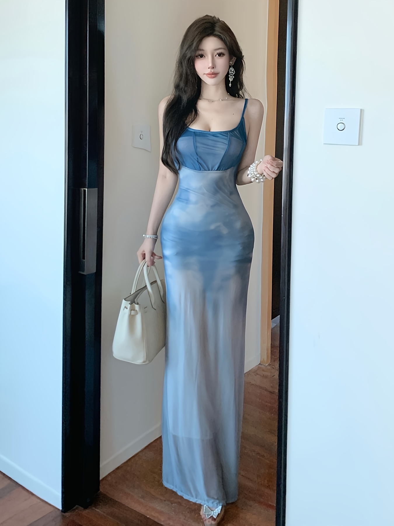 blue dress for baby girl A&A Sheer Mesh Halterneck Elegant Beach Dress – ARIELLA & AYANA main image 0