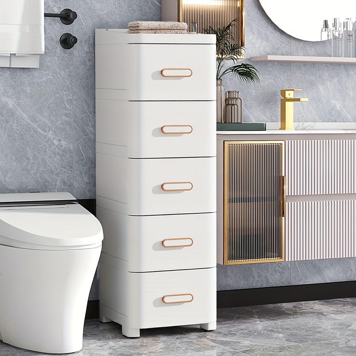 5-stufiges Regal im Industrie-Stil mit 6 transparenten Kunststoffschubladen, ideal für vielseitige Aufbewahrung in Wohn- und Arbeitsräumen