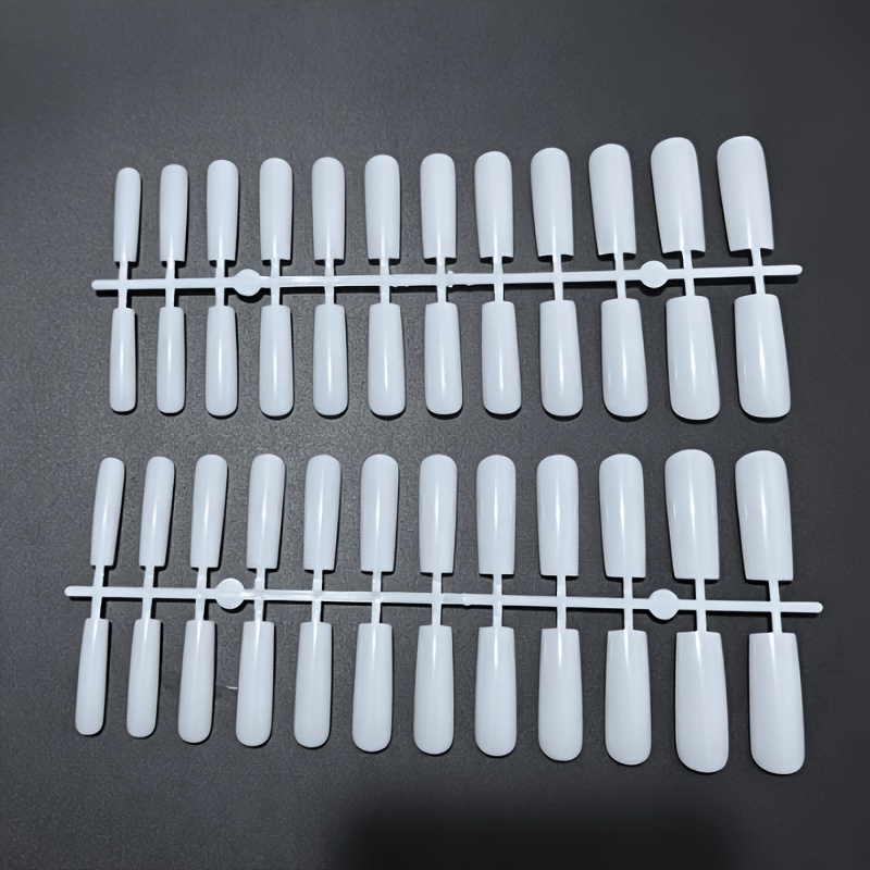 TEMU Long Tube-style Nail Art; Cool Pure Jade . Delicate And Translucent; 48pcs Pack With (2pcs Tools) Free Painting. Full Size Range; Versatile Wear