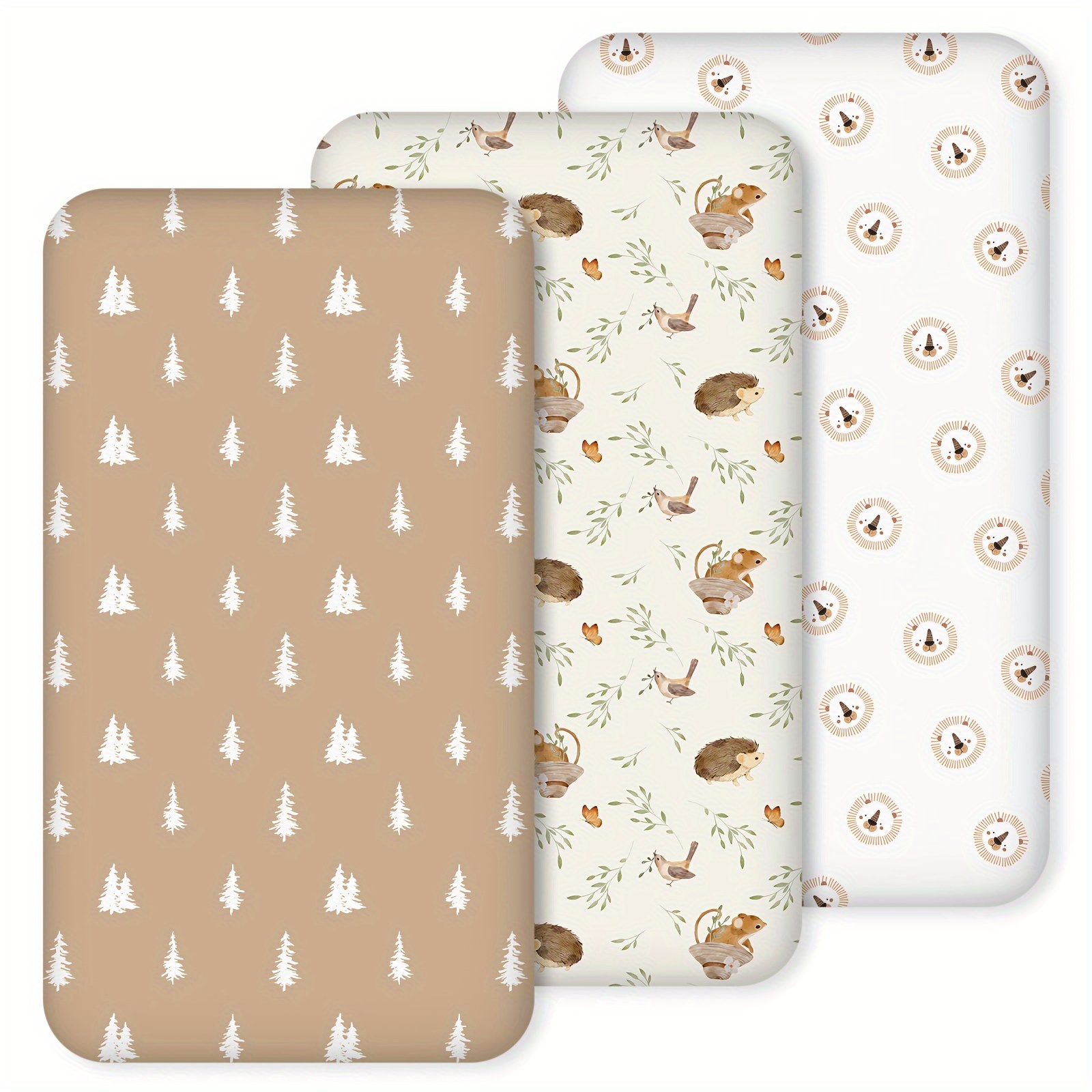 3-pack Crib Fitted Sheets Printed Microfiber Breathable Baby Bed Sheet Mattress Cover Machine Washable Newborn Baby Bed Sheet