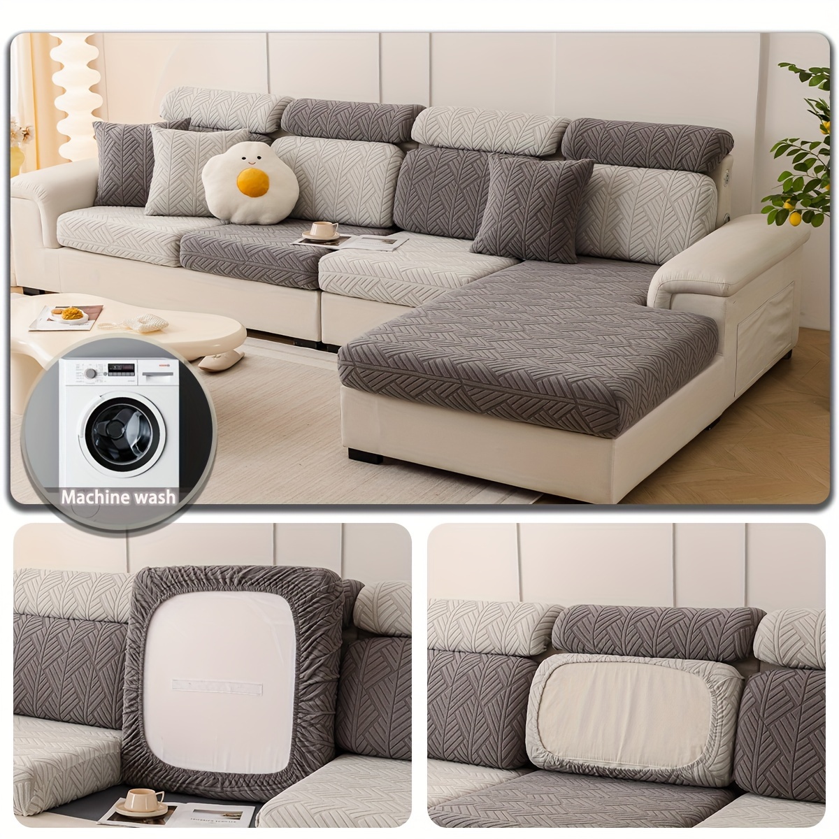 launch 1pc jacquard colorful fleece sofa cover elastic universal stretch sofa cover for   easy to   universal full wrap non slip sofa cover back cover and cushion cover sofa protection cover suitable for offic Product details 1