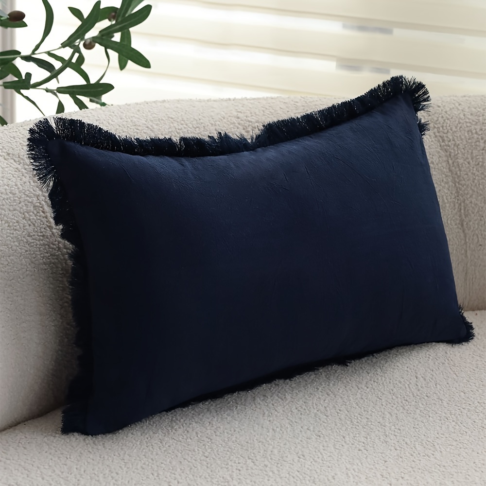 Image of 1pc Navy Decorative Cushion Cover Without Core, Nordic Style Living Room Decoration Sofa Bedroom Throw Pillow Cover