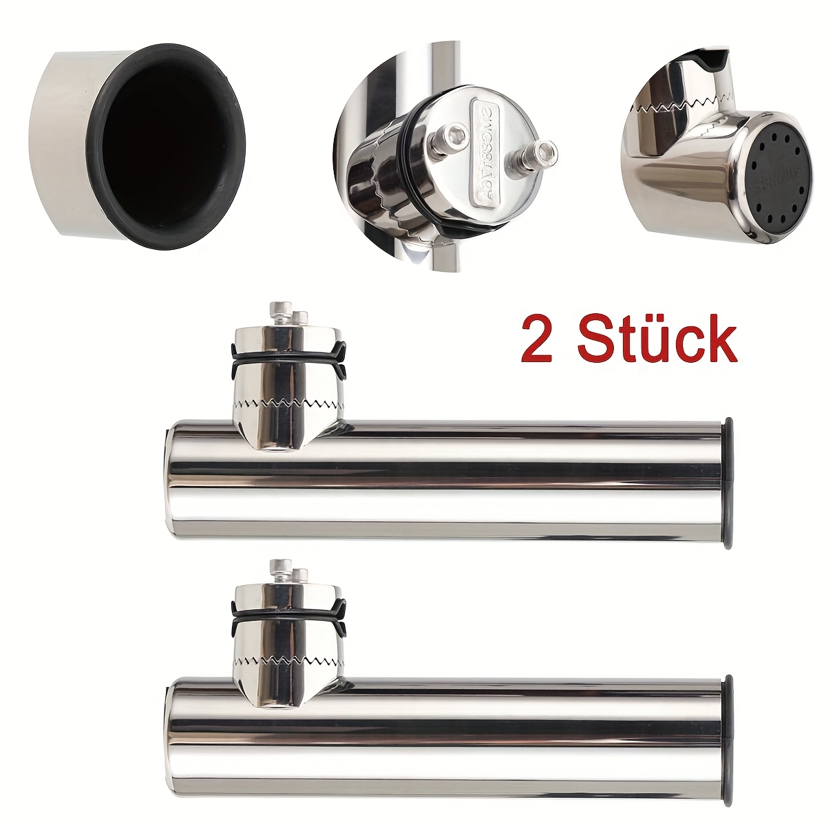 Adjustable Stainless Steel Rod Holder For Mounting Rails, For Boat, Yacht, For 18mm To 26mm Rail, 2pcs