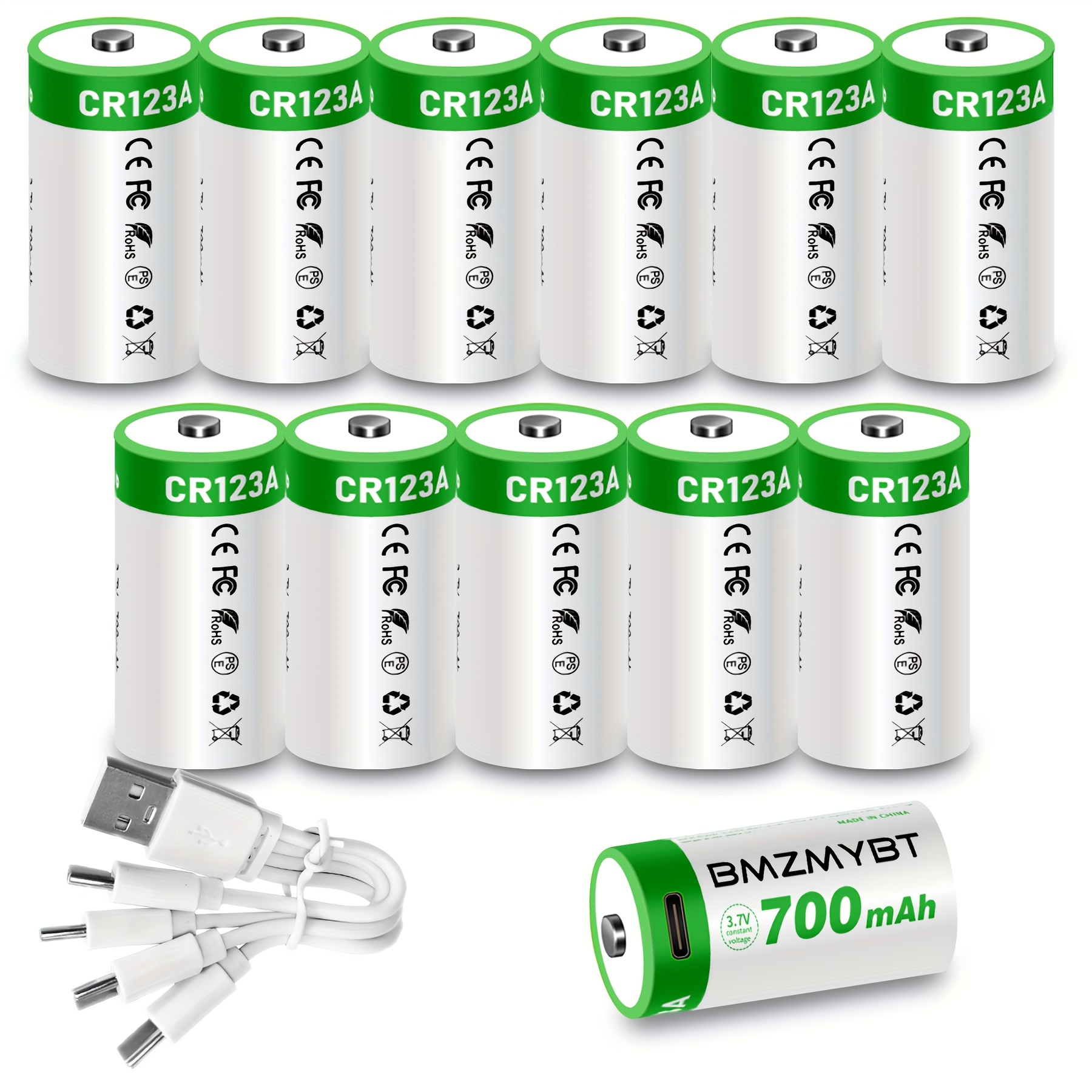Rechargeable Cr123a Batteries 12-pack, Cr123a/cr17345/16340 Battery, Cr123a Rechargeable Lithium , High Capacity 3.7v 2500mwh 700mah Rechargeable Lithium Batteries, 1.5 Hours Fast Charge, Output