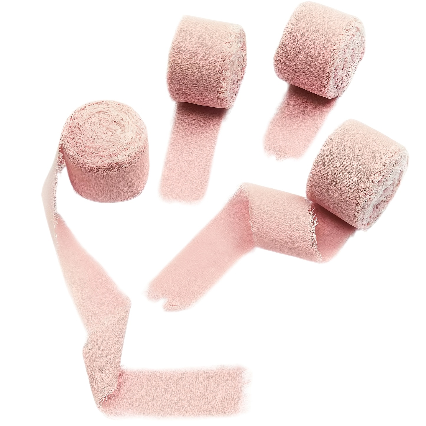 E-shop 4 Rollen handgefertigtes Chiffon-Fransenband, geeignet für Hochzeitseinladungen, Brautsträuße, Geschenkverpackung – Staubrosa Fransenbesatz,