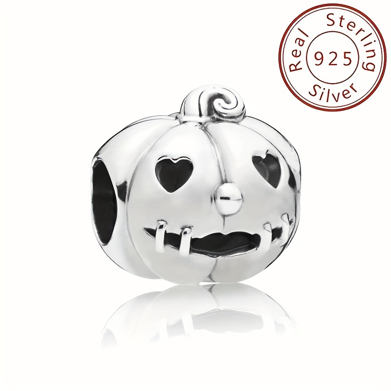 

925 Sterling Silver Smiling Pumpkin Face Charm - Perfect For Halloween Jewelry And Diy Projects