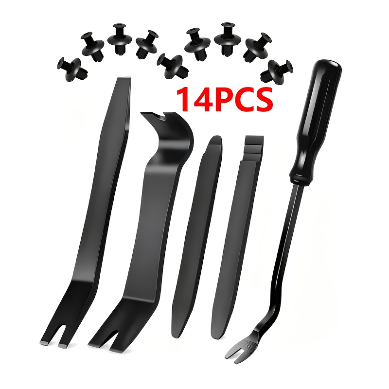TEMU 13/14pcs Interior Trim Removal Tool Kit, 9pcs Fastener Clips Included, 4pcs And 5pcs Panel Pry Tools Set, Auto Interior Decoration Repair Kit,