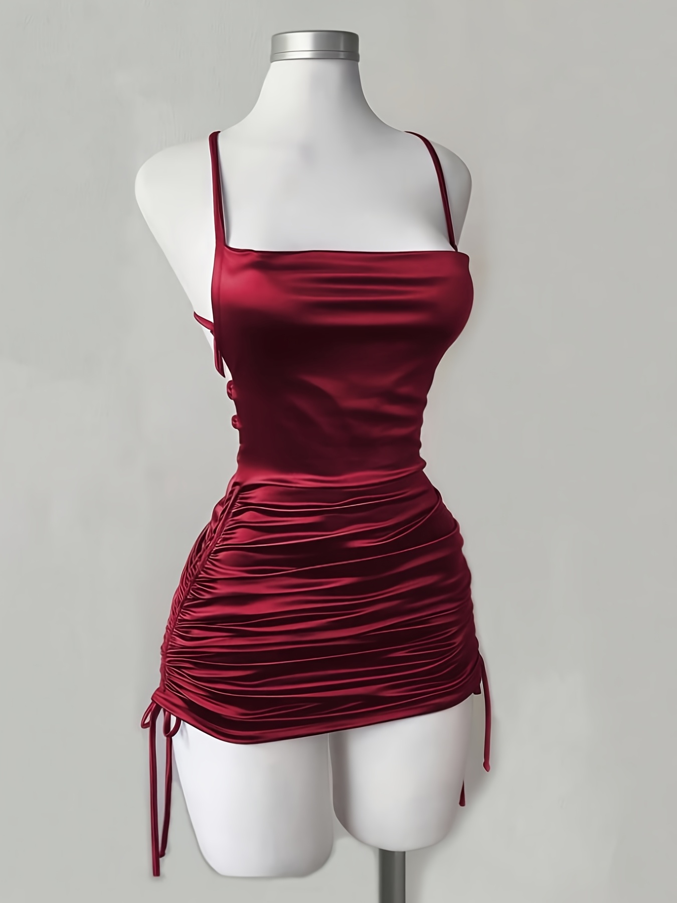 womens new solid color lace up drawstring backless suspender dress fashionable and elegant for parties dates street style cocktail dresses bridesmaid dresses daily wear suitable for   Product details 11