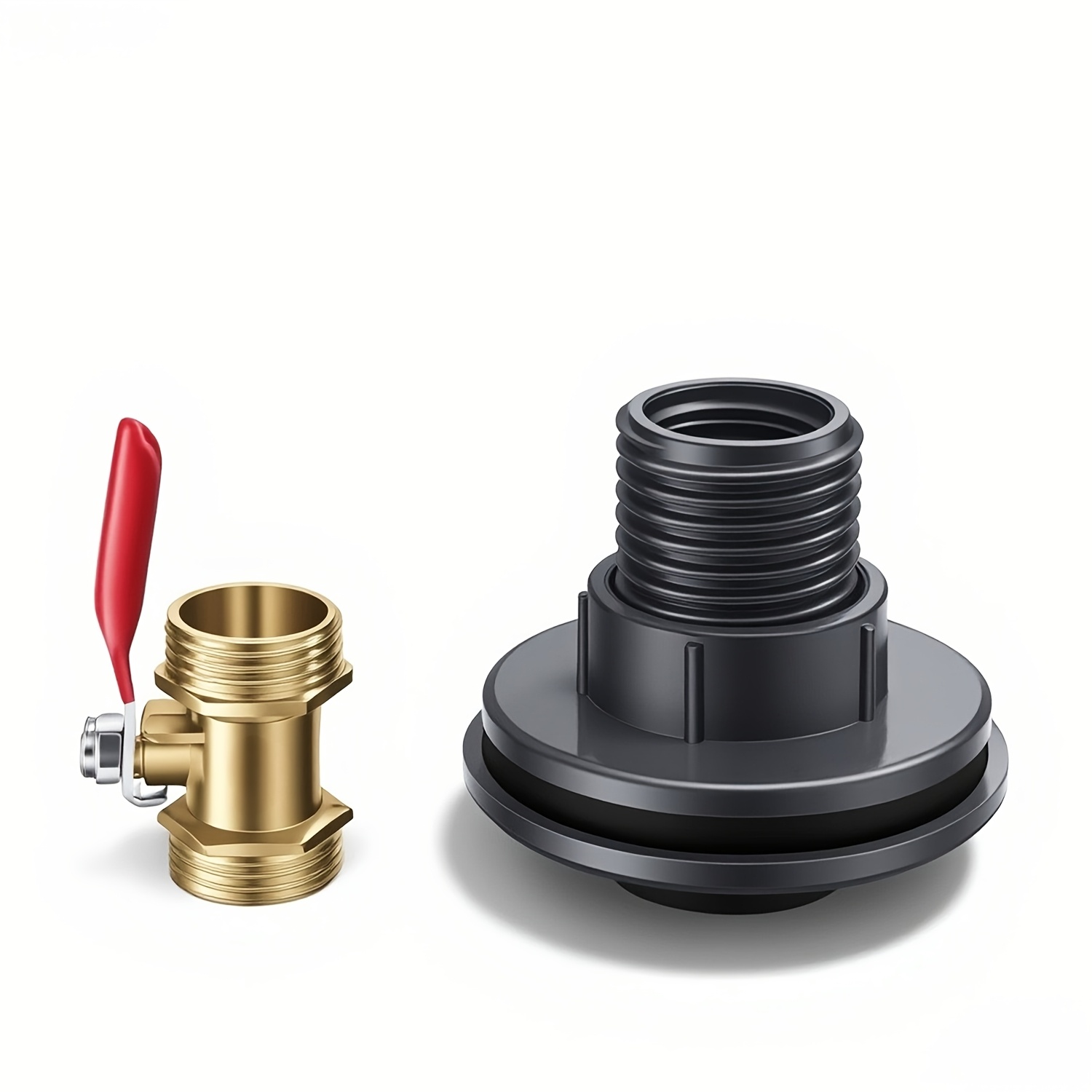 Image of 2pcs Rainwater Bucket Connector Kit, Pvc Bulkhead Joint Adapter, Suitable For 1/2"- External Thread Connector, Ideal For Rain Barrels, Aquariums, Tanks, Bathtubs, And Pools, Water Pipes, Outdoor Hoses
