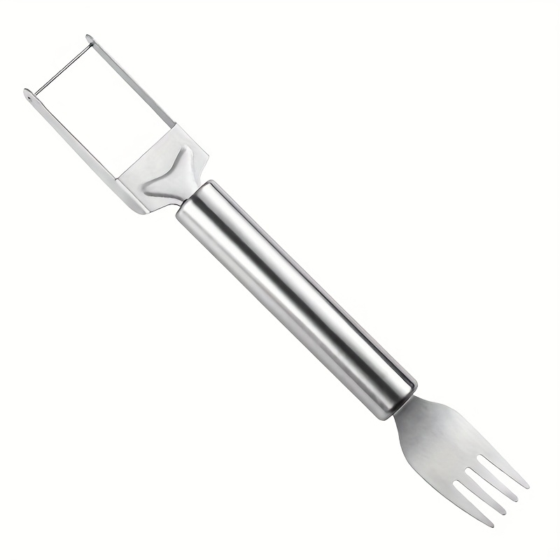 TEMU 2in 1 Stainless Steel Fruit Cutter, Watermelon Fork Slicer, Double-headed Fruit Fork Slicer, Watermelon Cutter Tool, Summer Fruit Cutter For