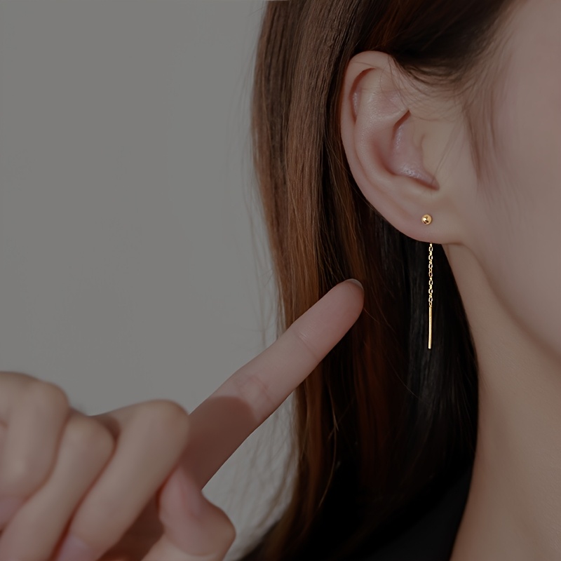 Tassel Chain Bead Stainless Steel Earrings