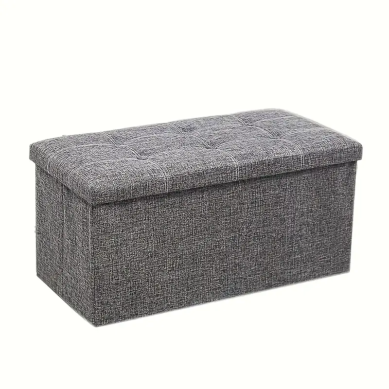 1pc 30 inch imitation linen shoe stool folding large capacity storage box shoe rack footrest with pads 30 bedside bench shoe stool details 4