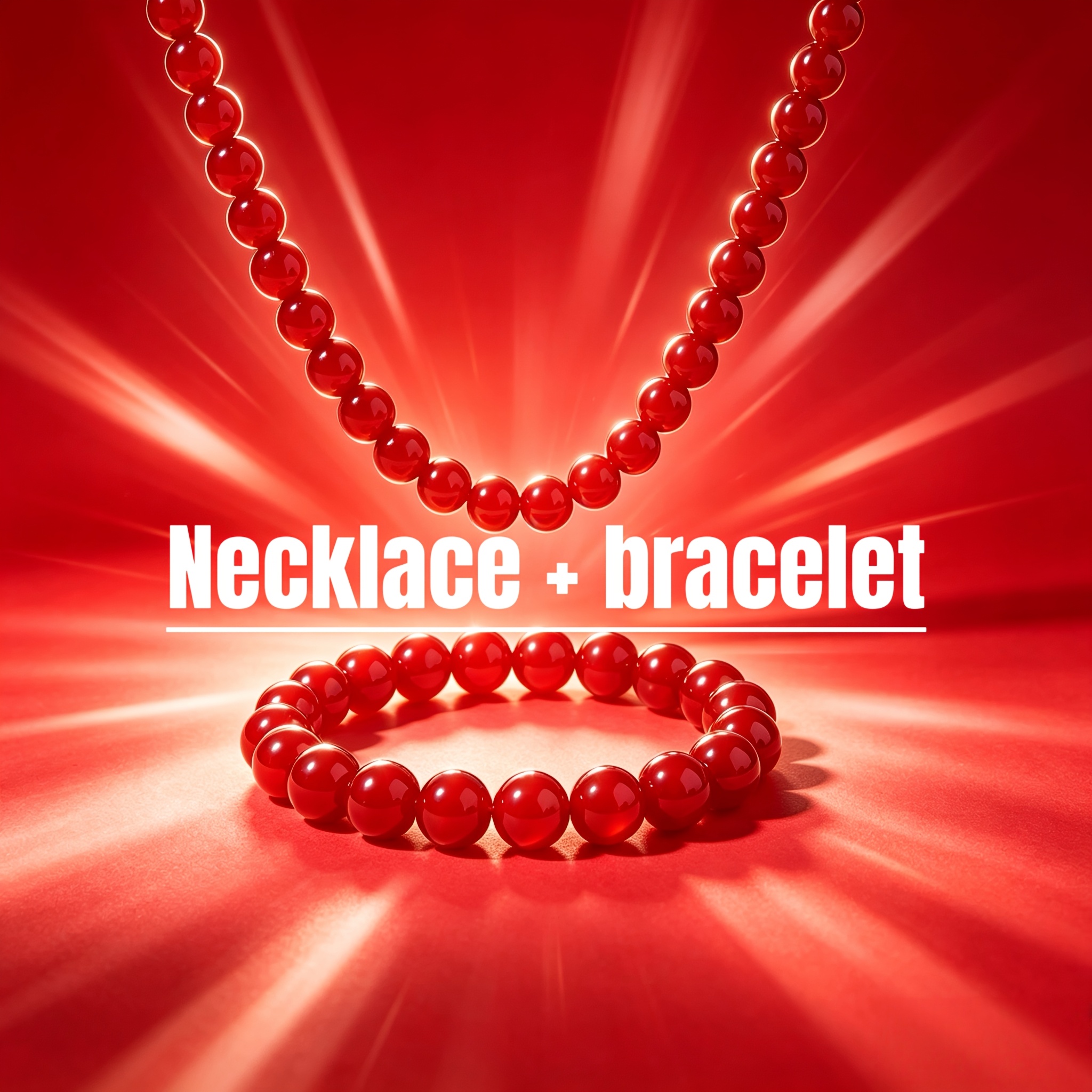 Bohemian Natural Red Agate Beads Necklace & Bracelet Set
