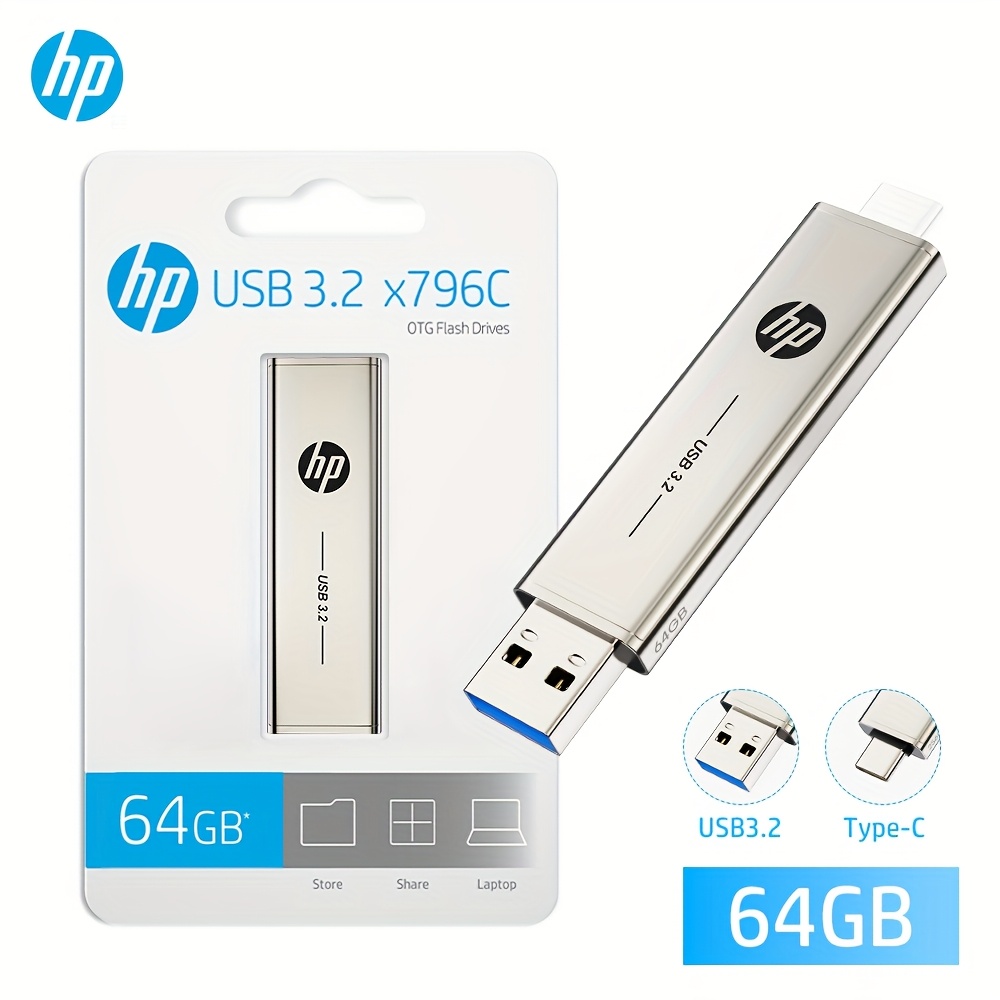 E-shop Original HP Typ-C USB 3.2 Flash-Laufwerk 64GB Dual USB 3.2 OTG – Geeignet für Computer, Mobiltelefone, kleine PCs Tablets