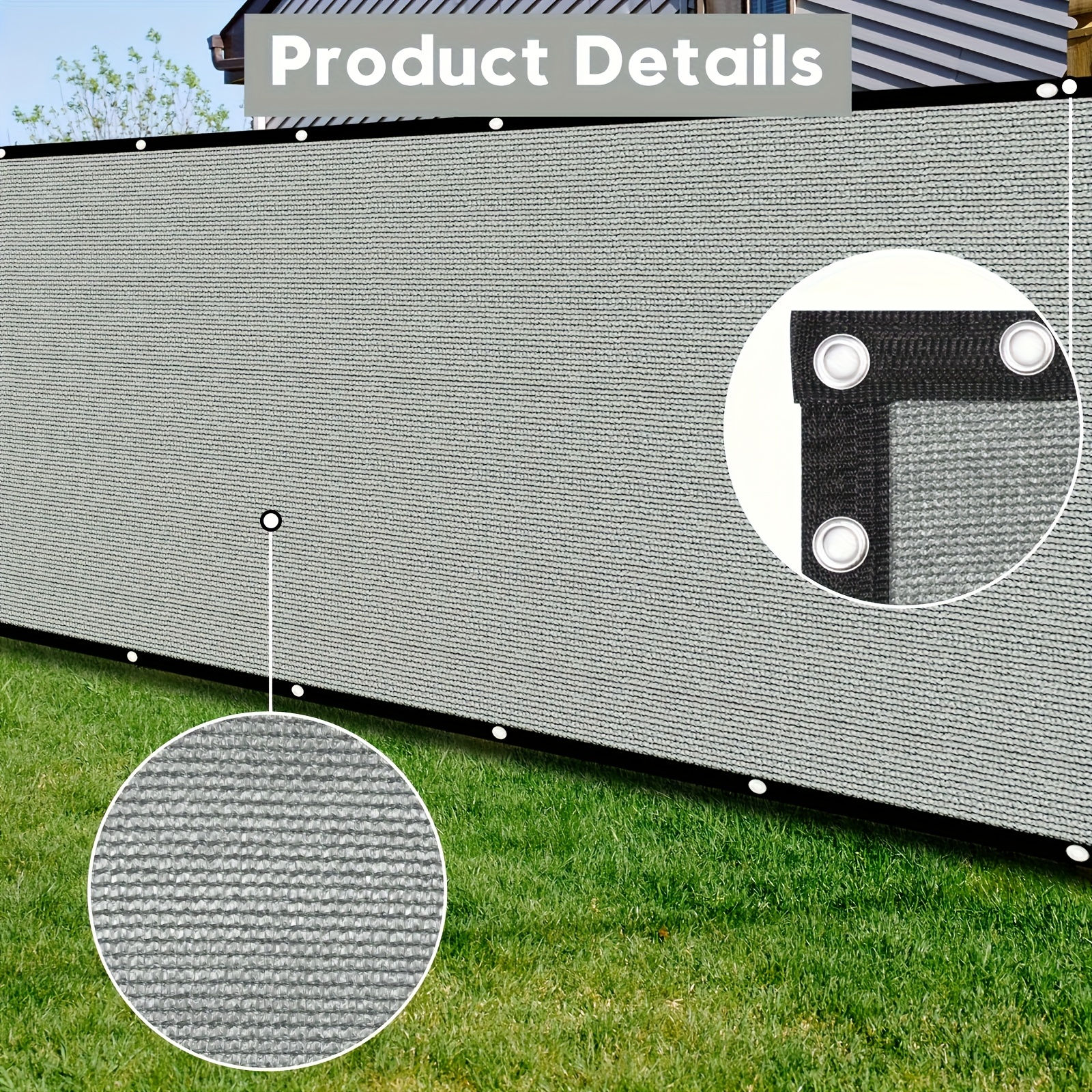 A Privacy Screen Measuring 6 Feet By 50 Feet, Designed For Outdoor Use In The Backyard To Provide Shade And Block Wind. Suitable For Use In The Garden Or Terrace, And With Zip Ties For Installation.