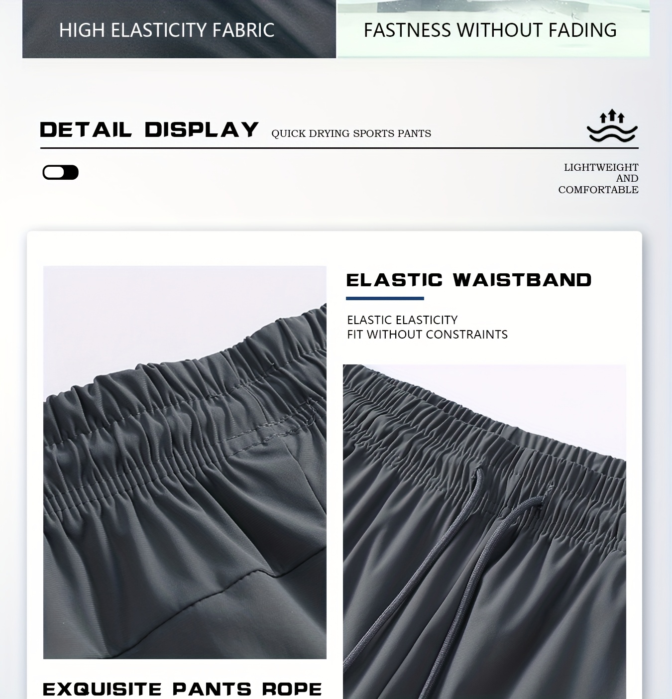 2pcs mens high   joggers ice cooling fabric zipper pockets breathable lightweight design for summer sports and casual wear   fit durable nylon spandex blend solid   for running gym golf fishing and outdoor activities Product details 9