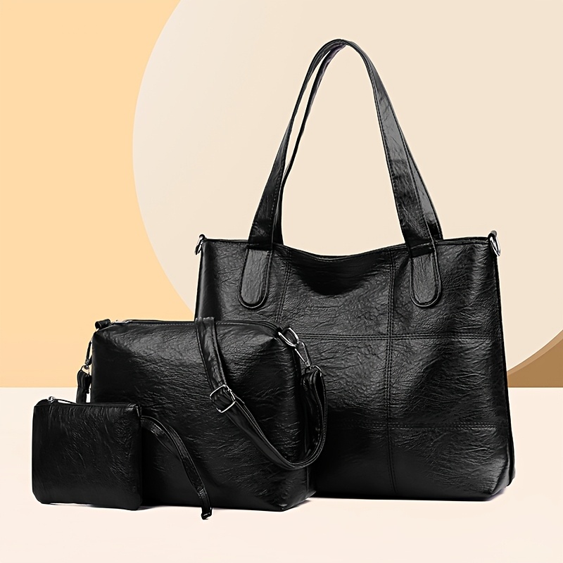 classic textured womens handbag shoulder bag three - Temu Chile display picture 3