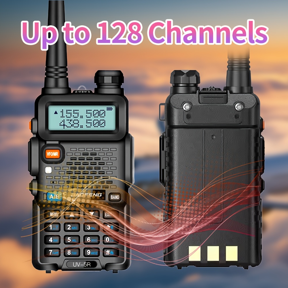 1/2pcs BaoFeng UV-5R Dual Band 5W High-Power Walkie Talkie with Rechargeable Battery, Long-Range Receiver Handheld Walkie Talkie, Multi-Band Portable Walkie Talkie for Outdoor Sports, Camping, Hunting, Fishing, Hiking - Black, Camping Communication, Hiking Communication, Sleek Handheld Radio, Durable Construction, Highpower Radio, Emergency Communication, Compact Design, Sturdy Build, Multiband Radio, Outdoor Enthusiasts, Amateur Radio Equipment, Radio Amateur, Ham Radio, Long